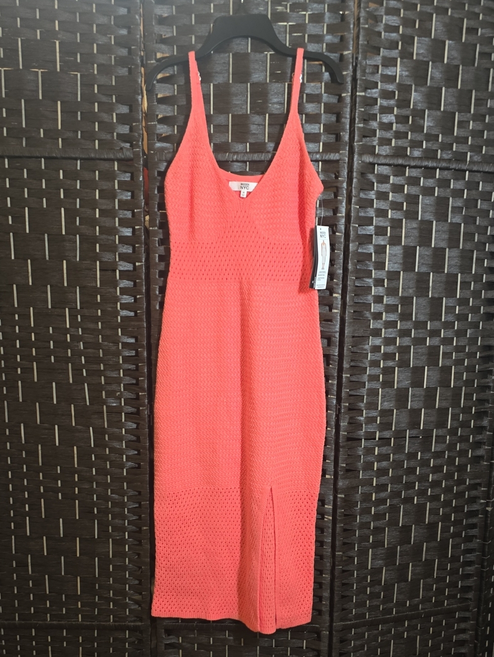 NWT Madden NYC Coral Crochet Cotton Knit Midi Dress Slit Size M